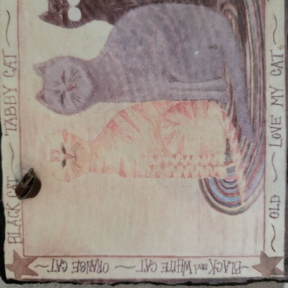 Cat-Themed Hanging Slate Decor With Leather Strap - Picture 3 of 7